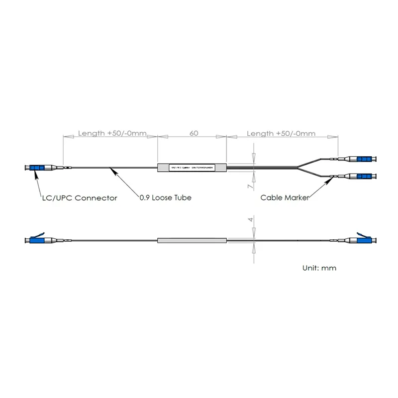 1 * 2 Splitter PLC avec connecteur LC / UPC