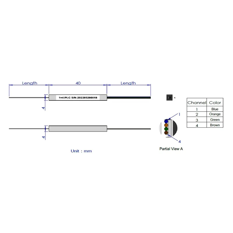 1 * 4 1 * 8 PLC Splitter (type de fibre nu)